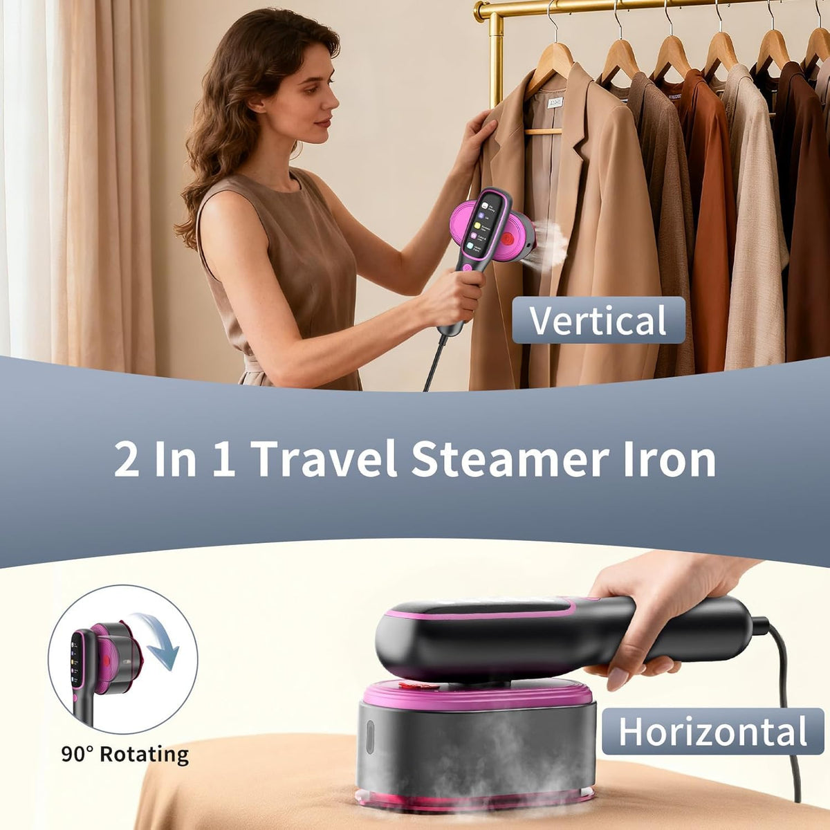 2-in-1 Steam Iron & Garment Steamer – Wrinkle-Free in Seconds