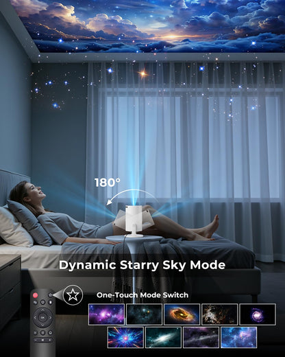 ZUDINX Mini Portable Projector – 180° Rotatable HD Smart Projector with Starry Sky Mode