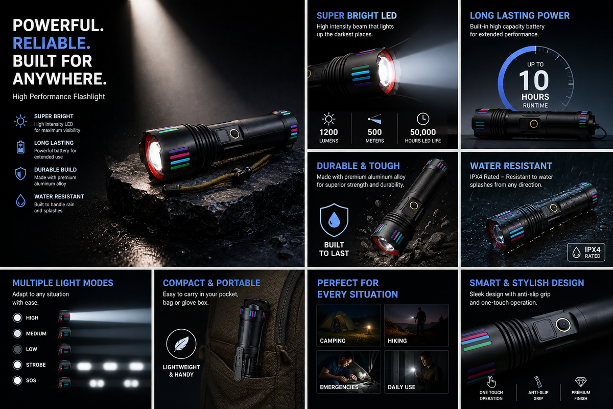 ZUDINX Ultra-Bright Rechargeable LED Flashlight